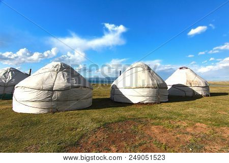 The Ger Camp In A Large Meadow At Ulaanbaatar , Mongolia