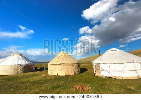 The Ger Camp In A Large Meadow At Ulaanbaatar , Mongolia