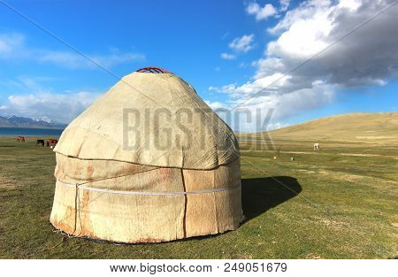 The Ger Camp In A Large Meadow At Ulaanbaatar , Mongolia