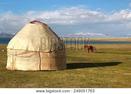 The Ger Camp In A Large Meadow At Ulaanbaatar , Mongolia
