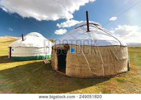 The Ger Camp In A Large Meadow At Ulaanbaatar , Mongolia