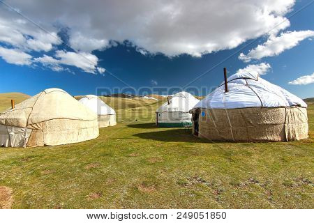 The Ger Camp In A Large Meadow At Ulaanbaatar , Mongolia