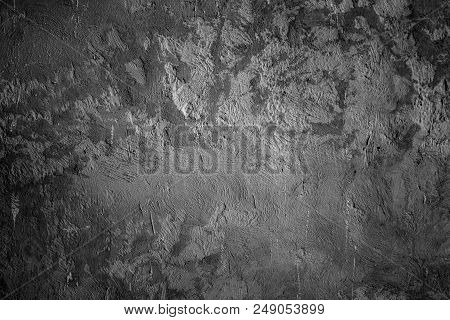Texture Of Gray Plaster, Background Photo, Copy Space