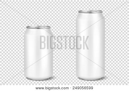 Vector Realistic 3d Empty Glossy Metal White Aluminium Beer Pack Or Can Visual 330ml 500ml. Can Be U