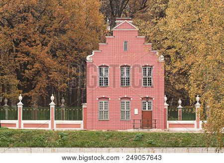 Historic Old Building Dutch House In The Autumn Park Kuskovo Manor, Russia, Moskova