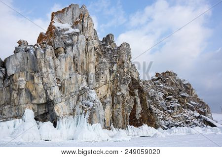 Cape Burkhan (shaman Rock) On Olkhon Island At Baikal Lake, Siberia, Russia