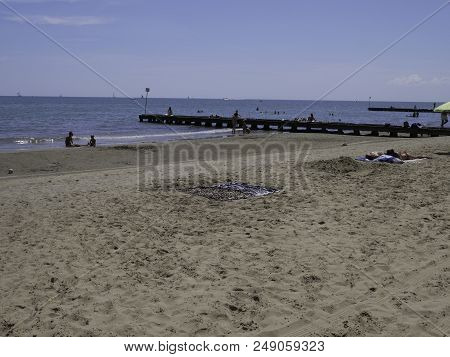 8 July 2018-jesolo-italy-the Beautiful Beach Of Jesolo In Veneto