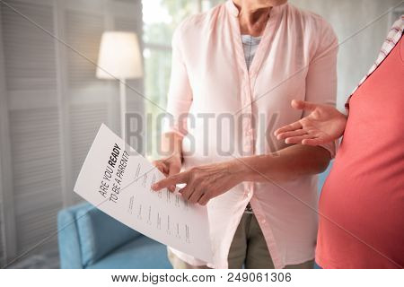 Helpful Sociologist. Helpful Professional Sociologist Making Useful Poll For Pregnant Women
