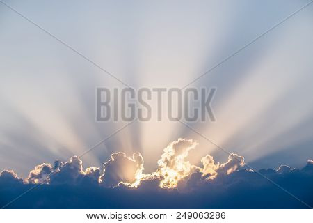 Blue Sky And White Clouds. Scenic Skyview