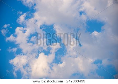 Blue Sky And White Clouds. Scenic Skyview