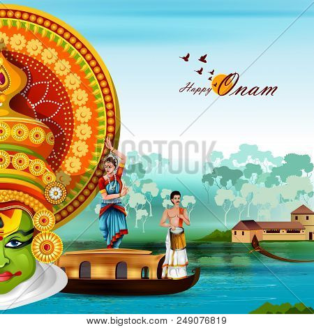 Easy To Edit Vector Illustration Of Happy Onam Holiday For South India Festival Background