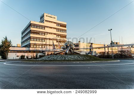 Koblenz, Germany 09.07.2017: View Of The Stabilus Headquarter And Factory In Koblenz. You Can Also S
