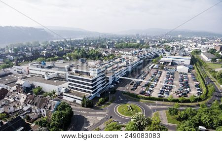 Koblenz, Germany 09.07.2017: Aerial View Of The Stabilus Headquarter And Factory In Koblenz. You Can