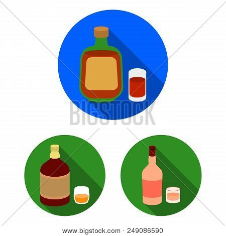 Types Of Alcohol Flat Icons In Set Collection For Design. Alcohol In Bottles Vector Symbol Stock  Il