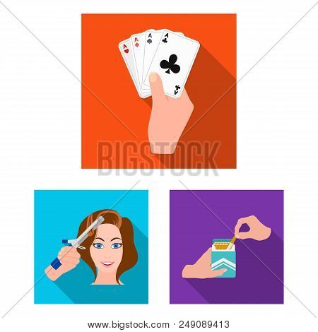 Manipulation By Hands Flat Icons In Set Collection For Design. Hand Movement Vector Symbol Stock  Il