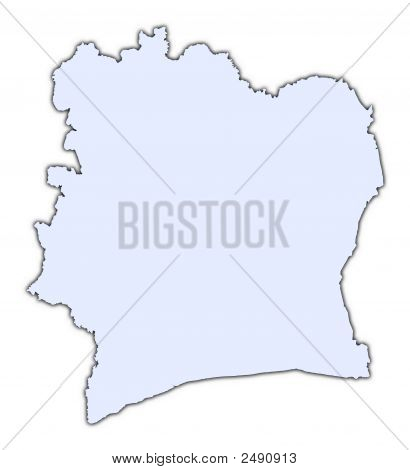 Cote Divoire licht blauwe kaart met schaduw