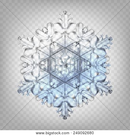 Stock Vector Illustration Realistic Snowflake. Isolated On A Transparent Background. Fall Of Snow. F