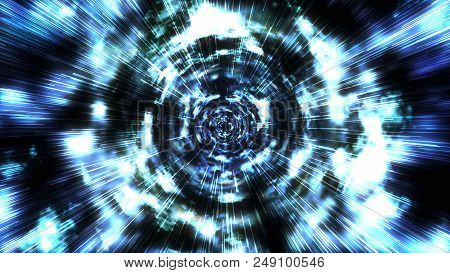 Hyperspace Jump Through The Stars To A Distant Space. Abstract Light Speed Interstellar Travel Conce