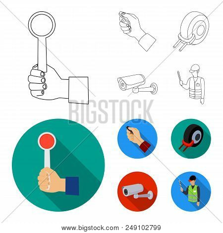 Car Alarm, Wheel Rim, Security Camera, Parking Assistant. Parking Zone Set Collection Icons In Outli