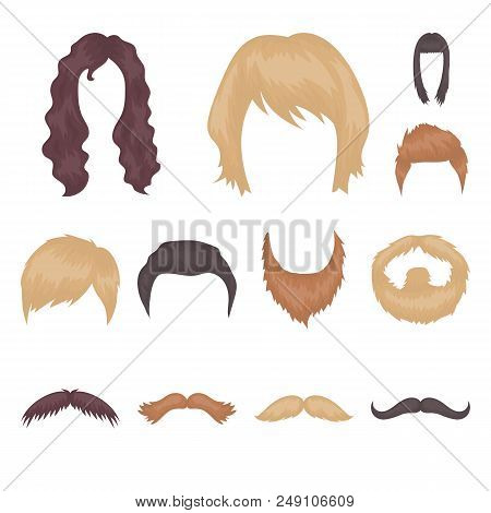 Mustache And Beard, Hairstyles Cartoon Icons In Set Collection For Design. Stylish Haircut Vector Sy