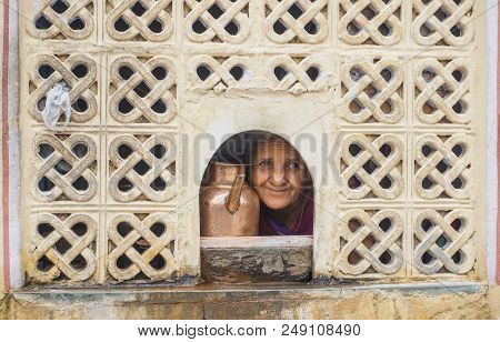 Jaipur, India - Jul 27, 2015. A Woman Selling Water At Old Palace In Jaipur, India. Jaipur Is The Ca