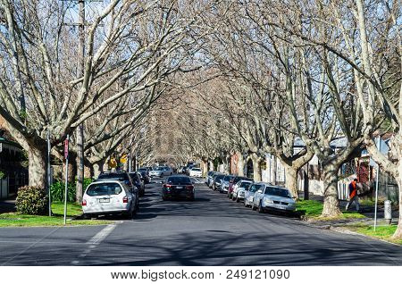 Melbourne, Australia - August 30, 2015: Quiet Urban Street In Flemington, A Multicultural Inner West