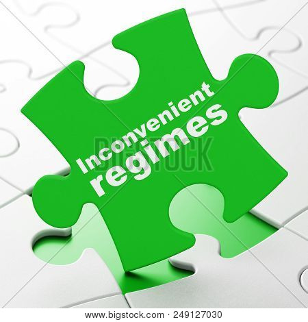 Political Concept: Inconvenient Regimes On Green Puzzle Pieces Background, 3d Rendering