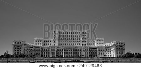 Ceausescu Palace Of The Parliament Bucharest In Black And White