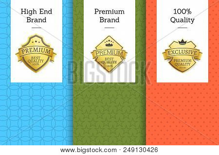 High End Brand Premium Quality 100 Golden Label On Colorful Leaflets Set, Promo Advertising Certific