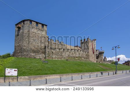Ponferrada, Leon,  Spain June, 2017: The Castle Of Ponferrada Is A Templar Castle Of The Spanish Cit