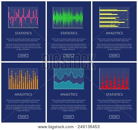 Statistics And Analytics, Color Graphs Collection, Vector Illustration Arrows, Financial Indexes Gra