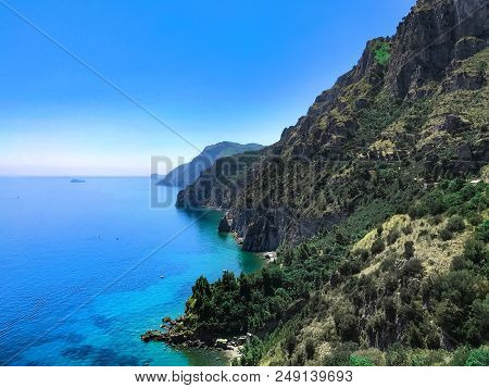 Cove With Turquoise And Transparent Waters. Adventure Vacation Concept