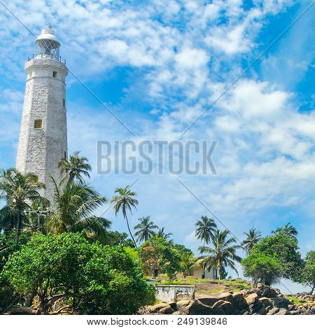 Beautiful Lighthouse, Lagoon And Tropical Palms (matara Sri Lanka).
