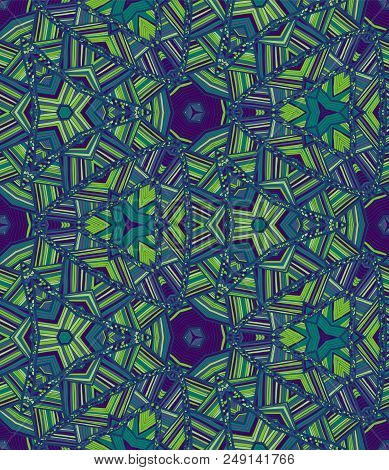 Vector Seamless Ethnic Pattern With Axial Symmetry. Can Be Used For Fabric, Textile, Packaging Paper