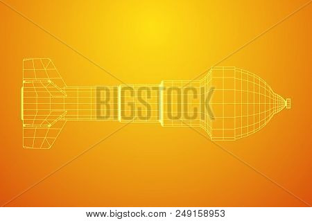 Missile, Nuclear Bomb Or Mortar Mine Wireframe Low Poly Mesh Vector Illustration