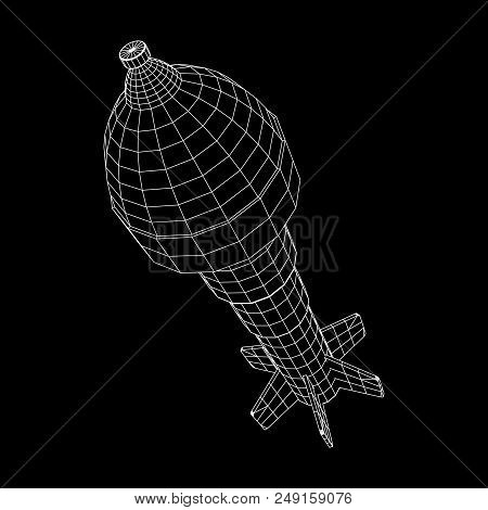 Missile, Nuclear Bomb Or Mortar Mine Wireframe Low Poly Mesh Vector Illustration