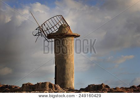 A Ruined Lighthouse In The Coastal Town Of Batroun, Lebanon.