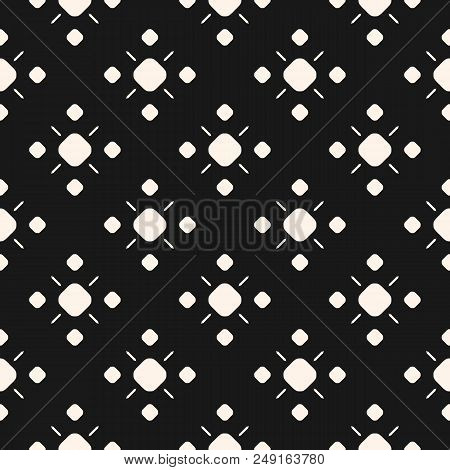 Vector Monochrome Ornamental Geometric Background Texture. Simple Seamless Pattern With Circles And 
