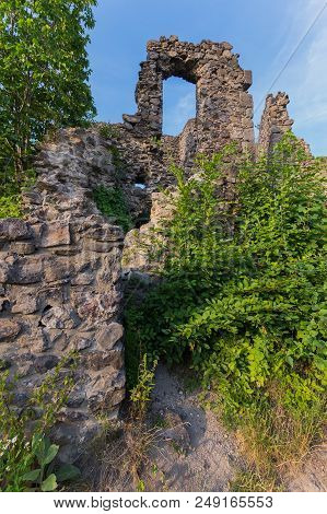 The Remains Of Majestic Stone Walls Of The Nevytsky Castle On The Mountain Near Uzhgorod