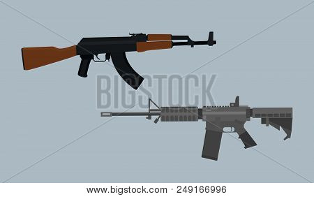 Compare Usa Vs Russian Ak Vs M4 Asssault Riffle Vector Illustration