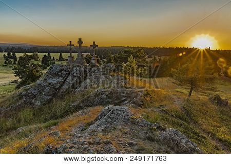 Slavkovsky Les Mountains In Summer Sunny Nice Evening Near Krizky Area