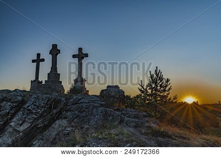 Slavkovsky Les Mountains In Summer Sunny Nice Evening Near Krizky Area