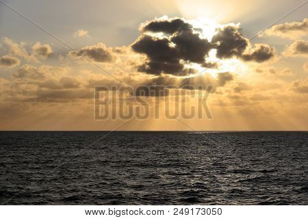 Sunset Scene Over The Mediterranean Sea In Lebanon.