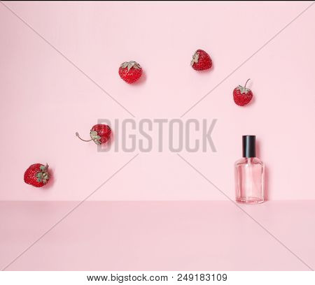 The Strawberry Is Pouring From The Pink Perfume