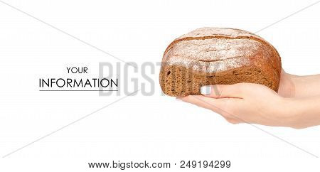 Bread Sliced Brown In Hand Pattern On White Background Isolation