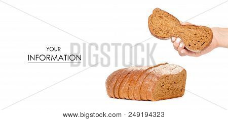 Bread Sliced Brown In Hand Pattern On White Background Isolation