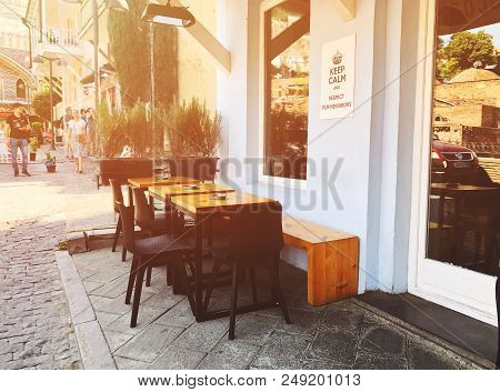 Tbilisi, Georgia - July 10, 2018: Outdoor Cafes In The Shardeni Street Of Old Town Tbilisi, Georgia