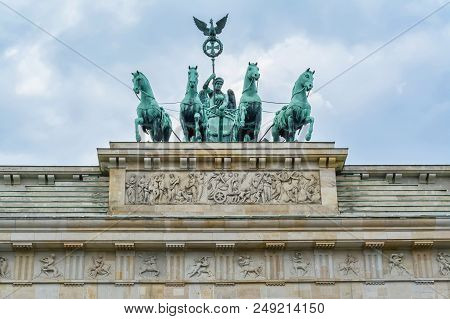 Brandenburg Gate In Berlin In Germany Close-up.