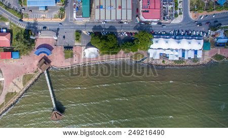 Aerial View From The Top Of The Esplanade In Sipitang Town,sabah Borneo,malaysia.sipitang Is A Borde