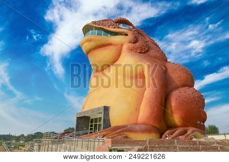 Yasothon, Thailand - February 22, 2016 : Statue Of Phaya Kan Kark (or Toad King) In Yasothon, Thaila